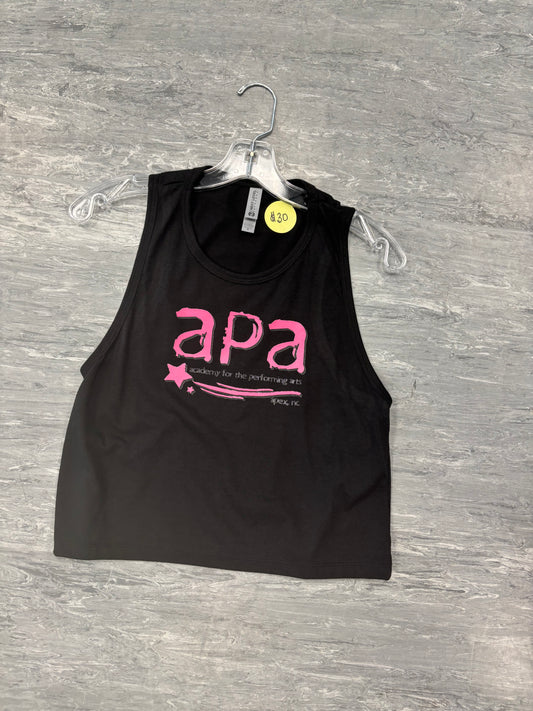 Black Cropped Tank w/ Pink Logo